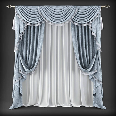 Elegant Sheer Window Curtains 3D model image 1 