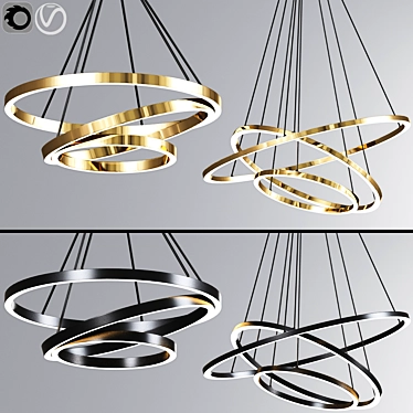 Sleek Ring Pendant Light 3D model image 1 