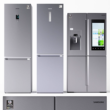 Samsung 2 Fridges Bundle: Cool and Spacious 3D model image 1 