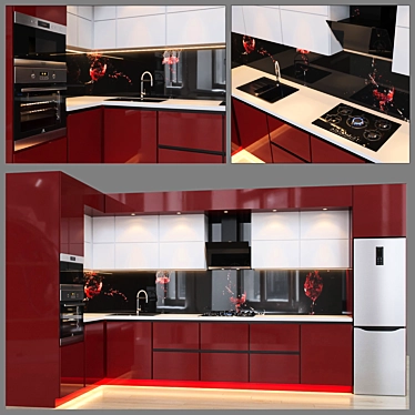 Versatile Kitchen Essentials: Gas Cooktop, Electric Oven, Built-in Microwave, Sink & Mixer, and Hood 3D model image 1 