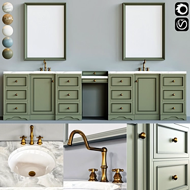 Elegant Bathroom Vanity Set 3D model image 1 