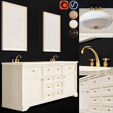 Elegant Bathroom Vanity Set 3D model image 1 