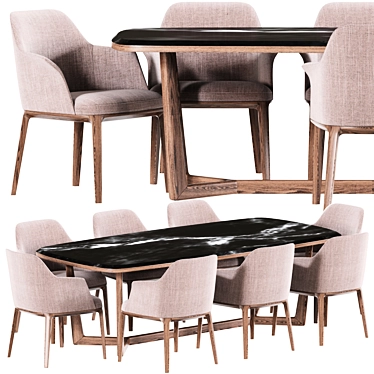 Elegant Poliform Sophie Dining Chairs 3D model image 1 