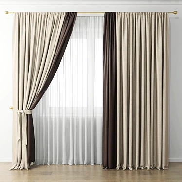 Elegant Window Drapes 3D model image 1 