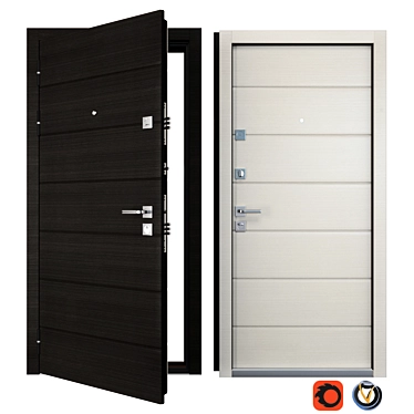 Horizontal Metal Entrance Door (Zimen) 3D model image 1 