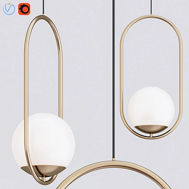 Modern Gold Pendant Light 3D model image 1 