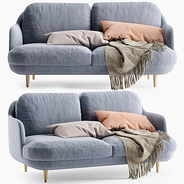 Fritz Hansen Lune 2 Seater Sofa: Sleek Design, Superior Comfort 3D model image 1 