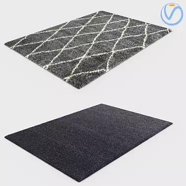 Modern Fur Rug Set: 2pcs 3D model image 1 