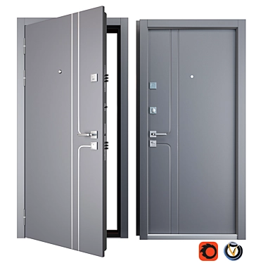 Vista Entrance Metal Door: Modern, Secure, Durable 3D model image 1 