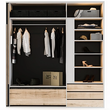 Cloth Wardrobe: Compact Storage Solution 3D model image 1 