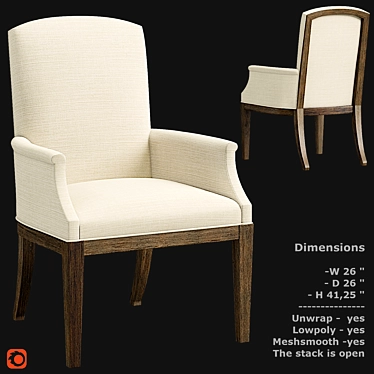 Modern Tison Armchair: Stylish Dining Comfort 3D model image 1 