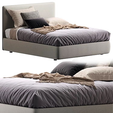 Sleek Ribbon Bed: Modern Luxury Design 3D model image 1 