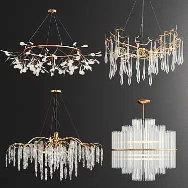 Elegant Chandelier Collection: Mini Moooi, Serip Aqua, Willow, and Nocture 3D model image 1 