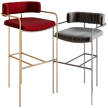 Luxurious Velvet Lenox Stools 3D model image 1 