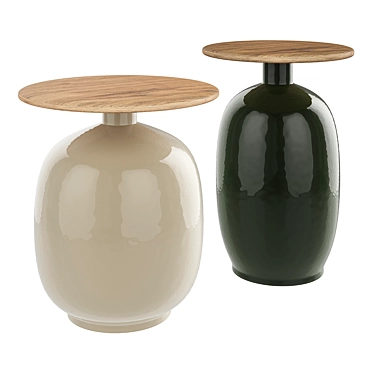 Gloster Blow Side Table: Chic Ceramic & Teak Elegance 3D model image 1 