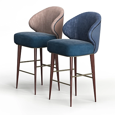 Elegant Canyon Bar Chair: Velvet Upholstery, Walnut Legs 3D model image 1 