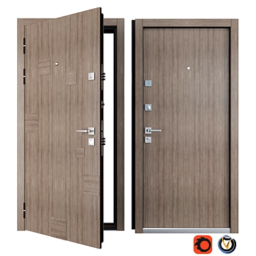 Inkanta Zimen: Stylish Metal Entrance Door 3D model image 1 