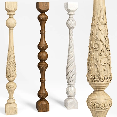 Wood and Marble Baluster - CNC Ready 3D model image 1 