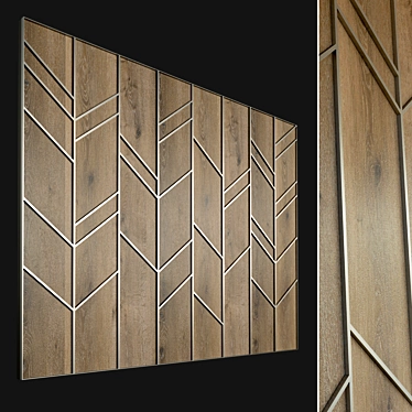 Wooden Wall Panel with Metal Frame 3D model image 1 