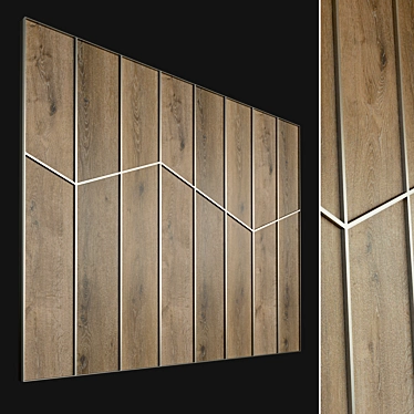Elegant Wood Panel Wall 3D model image 1 