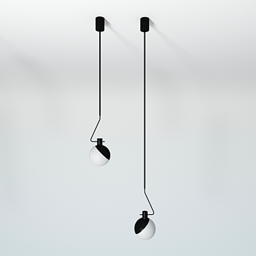 Elegant Black Glass Ceiling Lamp 3D model image 1 