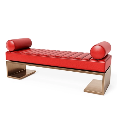 Kimani Red Leather Bench: Sleek Elegance 3D model image 1 