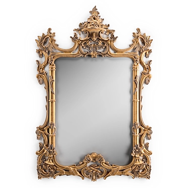 Elegant Chippendale Gold Leaf Mirror 3D model image 1 