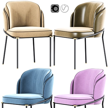 Elegant Minotti Fil Noir Dining Chair 3D model image 1 