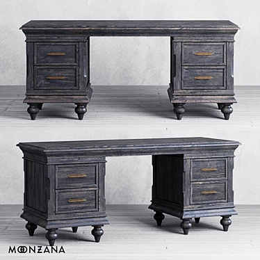 Title: Rhineland Oak Moonzana Desk 3D model image 1 