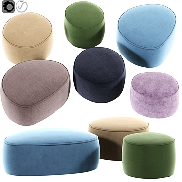 Rock-Inspired Pouf Seating 3D model image 1 