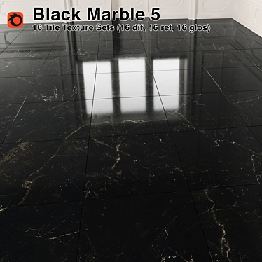 Luxury Black Marble Tiles 3D model image 1 