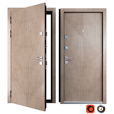 Olion Zimen Metal Entrance Door - Stylish and Secure 3D model image 1 