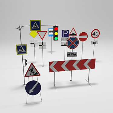 City Street Signs - 29k Polygons 3D model image 1 