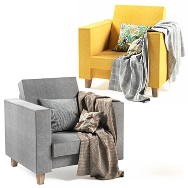 Cozy Comfort Yellow & Grey Armchair 3D model image 1 