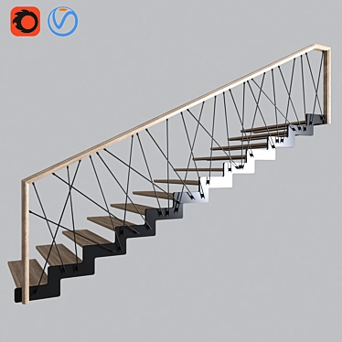 Sleek Steel Staircase Design 3D model image 1 