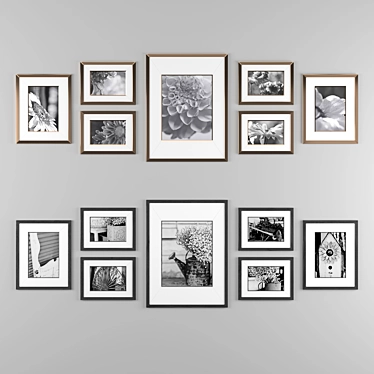 Walnut Frame Set - 7-Piece Wall Frame 3D model image 1 