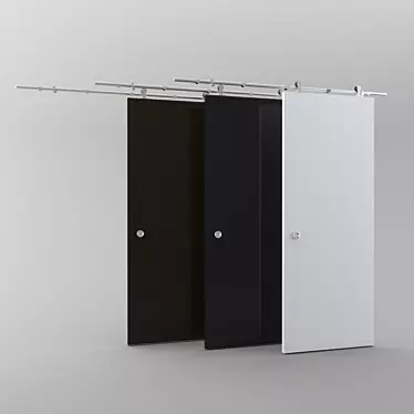 Sleek Stainless Steel Sliding Door 3D model image 1 