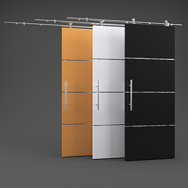 Sleek Stainless Steel Sliding Door 3D model image 1 