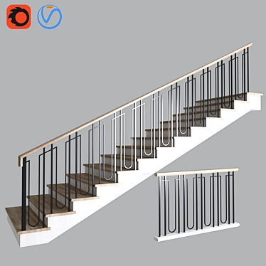 Sleek Steel Stairs: STAIRS_07 3D model image 1 