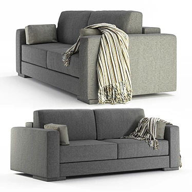 Greenwich Velvet Gray Sofa 3D model image 1 