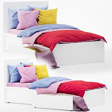 Sleek and Stylish Ikea Malm Bed 3D model image 1 