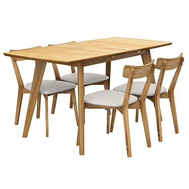 Rockaway Solid Wood Dining Set 3D model image 1 