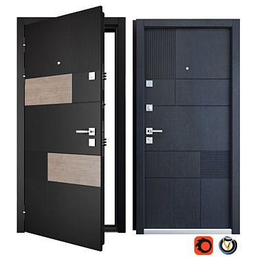 Tango Entrance Metal Door: Aesthetic and Secure 3D model image 1 