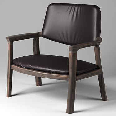 Wooden Leather Chair 3D model image 1 