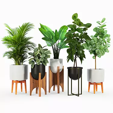 Arches Standing Planters - Stylish Mid-Century Black 3D model image 1 