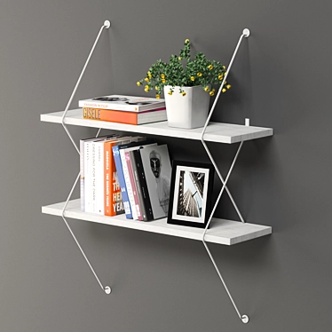 White Two Level Shelving System 3D model image 1 