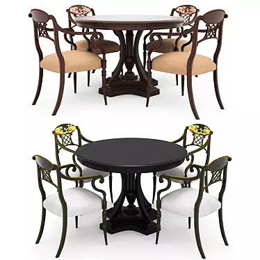 Elegant Dining Chairs & Round Table 3D model image 1 