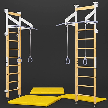 Eco1 Swedish Wall: Space-Saving Fitness 3D model image 1 