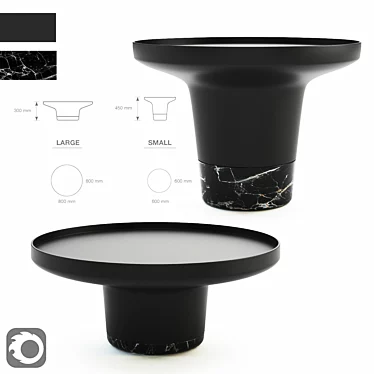 Sleek Poller Table: Black Laminate & Marble 3D model image 1 