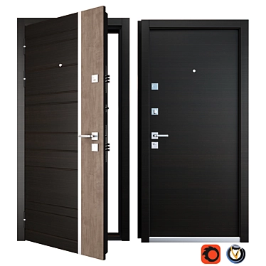 Darcy Entrance Metal Door: Sleek and Secure 3D model image 1 